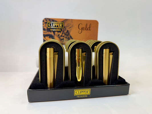 Briquet Clipper en métal Gold